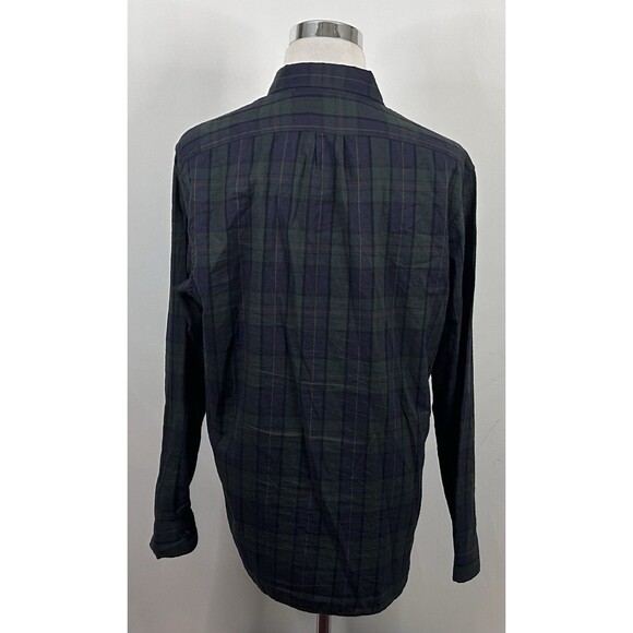 J Crew Large Classic Fit Brushed Twill Flannel Shirt Blue Green Plaid Cotton - Picture 5 of 5